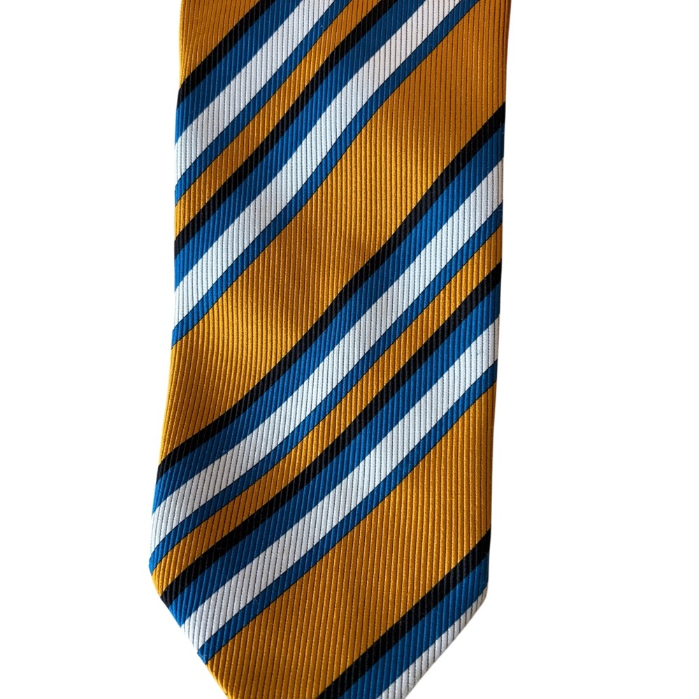 Elegant Gold and Blue Striped Men's Tie